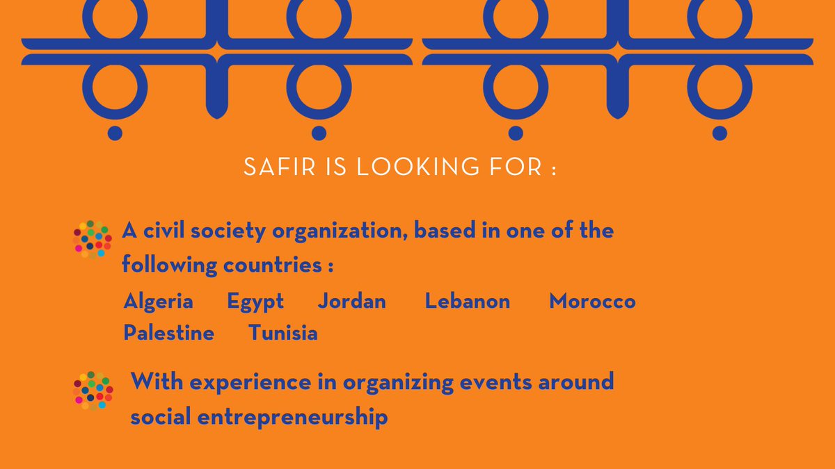 Safir_EU's tweet photo. #SafirEU | 📢 Call for applications
👉Safir is looking for a CSO based to organize a "Youth and Social Entrepreneurship" event.  
👉Check @Safir_EU website https://t.co/a3IilypAT4 and apply to €80,000 grant ! https://t.co/pPg5LzlqTT