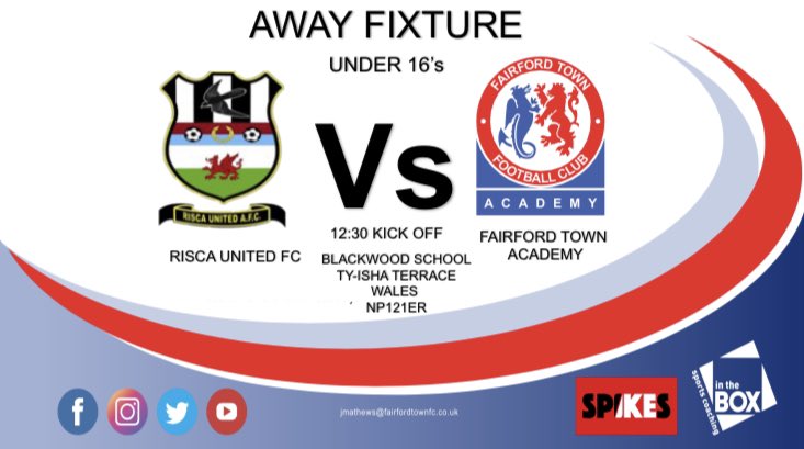 FairfordAcademy's tweet image. 🏴󠁧󠁢󠁷󠁬󠁳󠁿 Vs 🏴󠁧󠁢󠁥󠁮󠁧󠁿

Tomorrow our U16’s travel to Wales to face Risca United Football Club 

Thanks for inviting us over for the game.