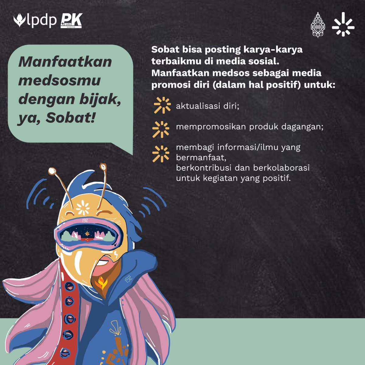 fiifafifah's tweet photo. bermedia sosial melalui konten di atas!

@lpdp_ri
#LPDP 
#diriuntuknegeri
#SDMUnggulIndonesiaMaju 
#AkuPastiMengabdi
#PK192
#AcityaSyandana https://t.co/U2S0k5SERc