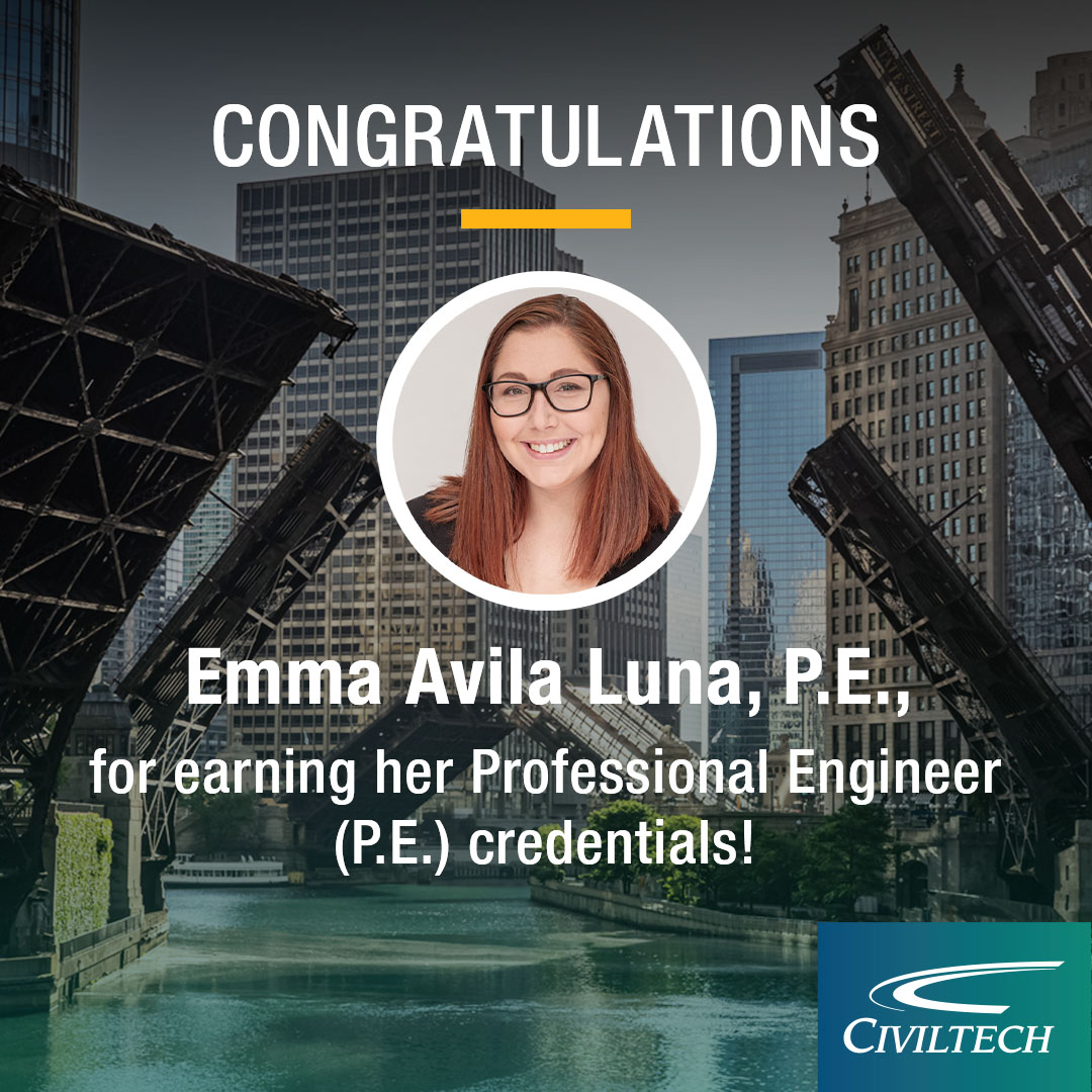 Civiltech_Inc's tweet photo. Civiltech congratulates Emma Avila Luna, P.E. on receiving her Professional Engineer credentials!
#TeamCiviltech
#CelebrateEngineering
#Engineering
#CivilEngineering
#TransportationEngineering
#WomenInEngineering https://t.co/3FTY9pJ0f2