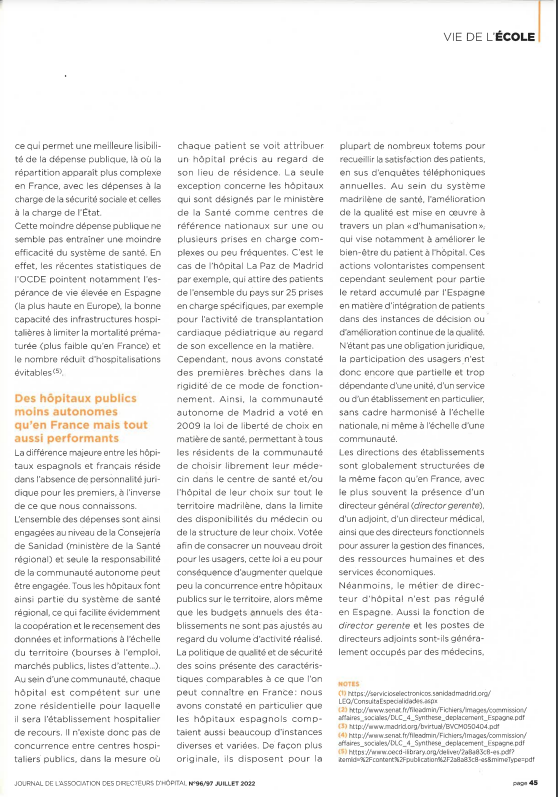 Le système de santé espagnol, une source d'inspiration ?

Merci à l'<a href="/L_Adh/">L'Asso des DH (ADH)</a> de relayer dans sa revue le rapport d'étonnement de notre stage extérieur réalisé l'an passé à Madrid avec <a href="/thibaultcrgn/">Thibault Courgeon</a>. Un article notamment issu de nos échanges avec la <a href="/SEDISA_NET/">SEDISA</a>. <a href="/EDH_60eme/">Promotion des EDH Germaine Poinso-Chapuis</a>