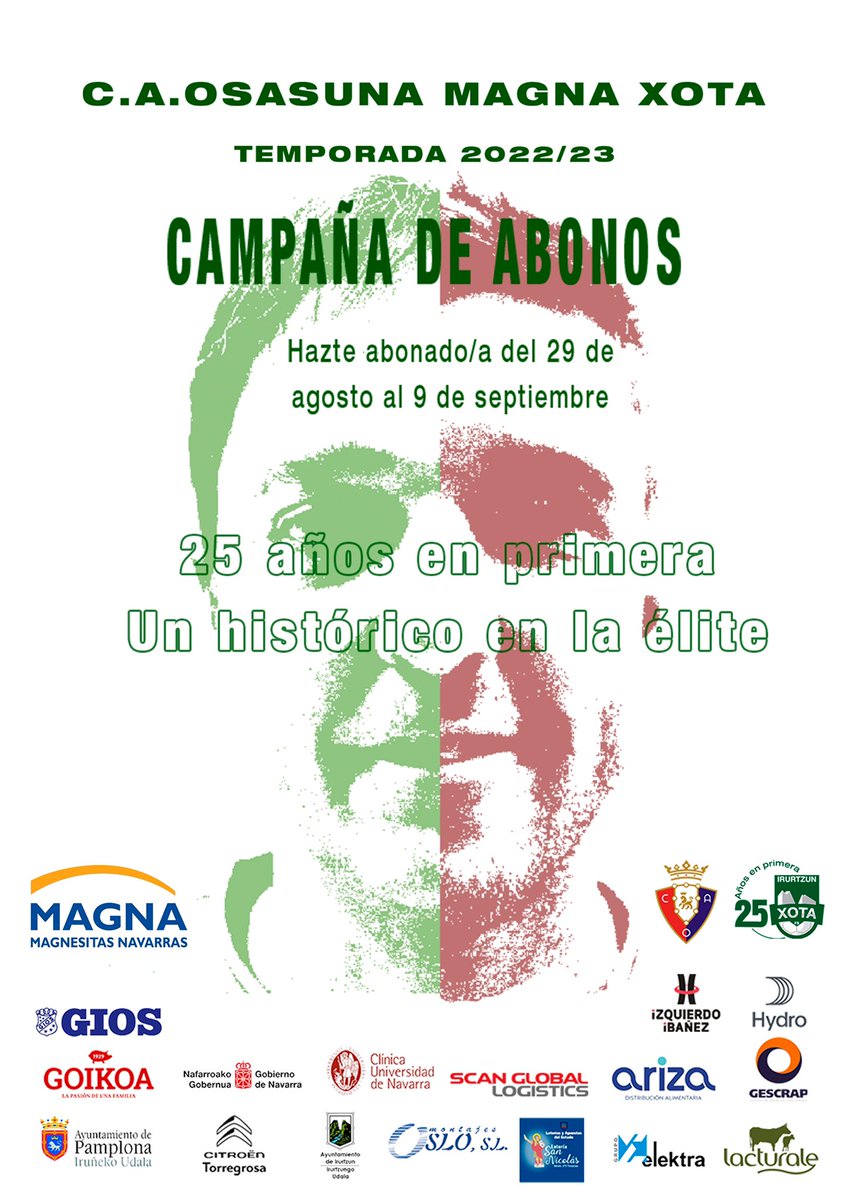 📸 Con motivo del 25 aniversario del #CDXOTA en Primera, Imanol Arregui y Roberto Martil protagonizan la campaña de abonados 22/23.

💚❤️ #25AñosEnPrimera 

🔗 xota.es/25anosenprimer…