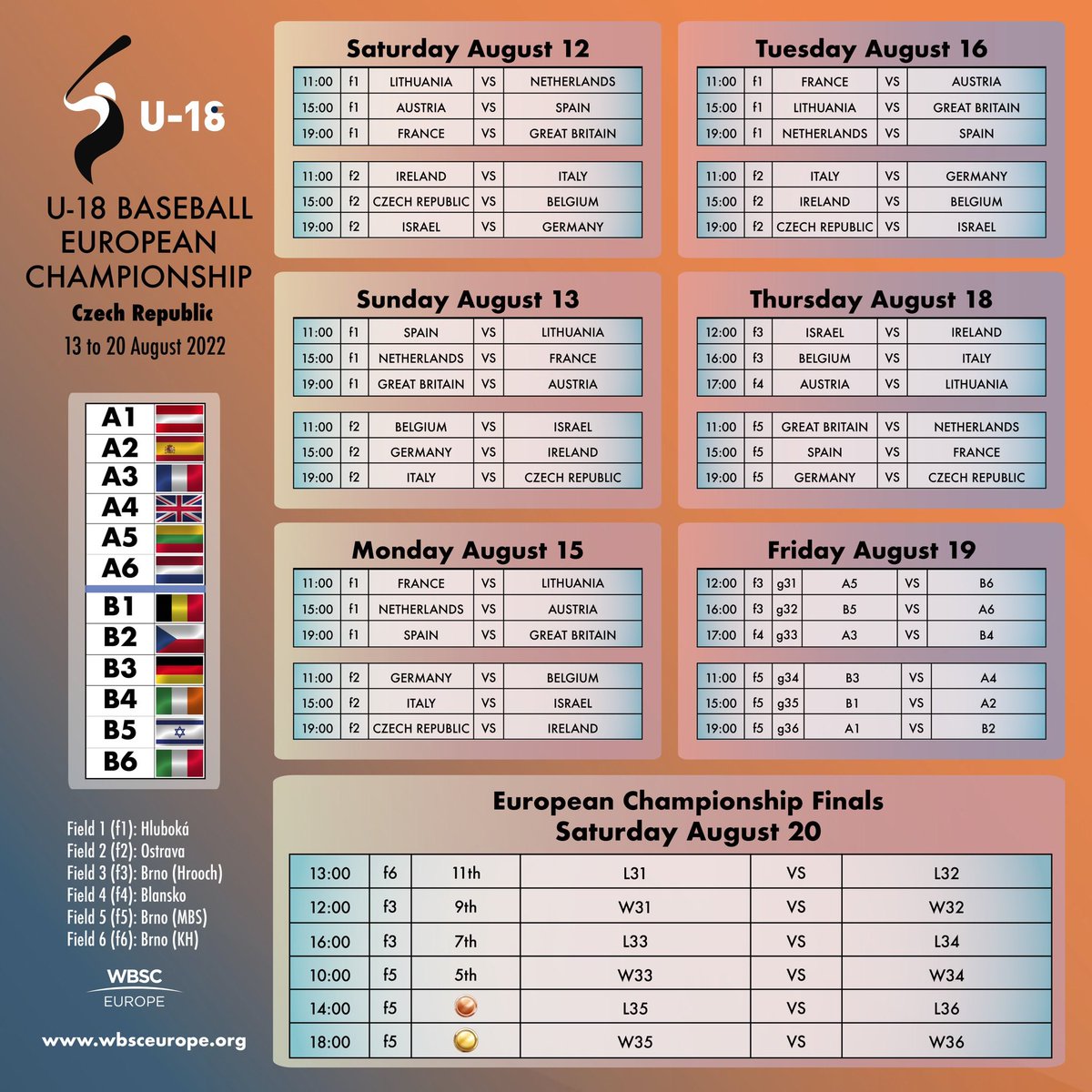 baseballeurope's tweet photo. ⚾️ IT’S TIME TO COMPETE ⚾️

The U-18 Baseball European Championship will start tomorrow! 🏆
Which team will take the gold home!? 🥇
🇦🇹🇪🇸🇫🇷🇬🇧🇱🇹🇳🇱🇧🇪🇨🇿🇩🇪🇮🇪🇮🇱🇮🇹

#baseballeurope #eurobaseball18 https://t.co/rg47pF4JCm