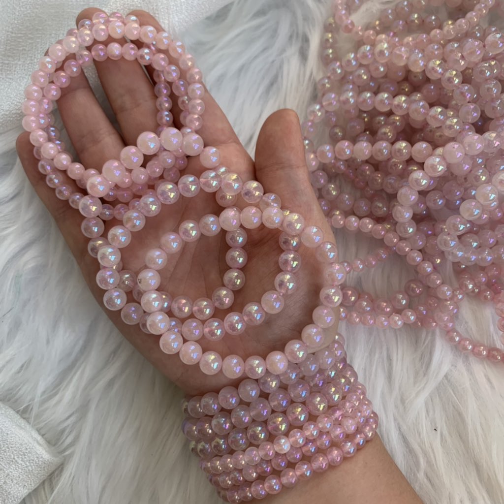 rockeastgem's tweet photo. Titanium Aura Rose Quartz Bracelet #rosequartz #auracrystal #crystalbracelet https://t.co/GxuTLF3VWn