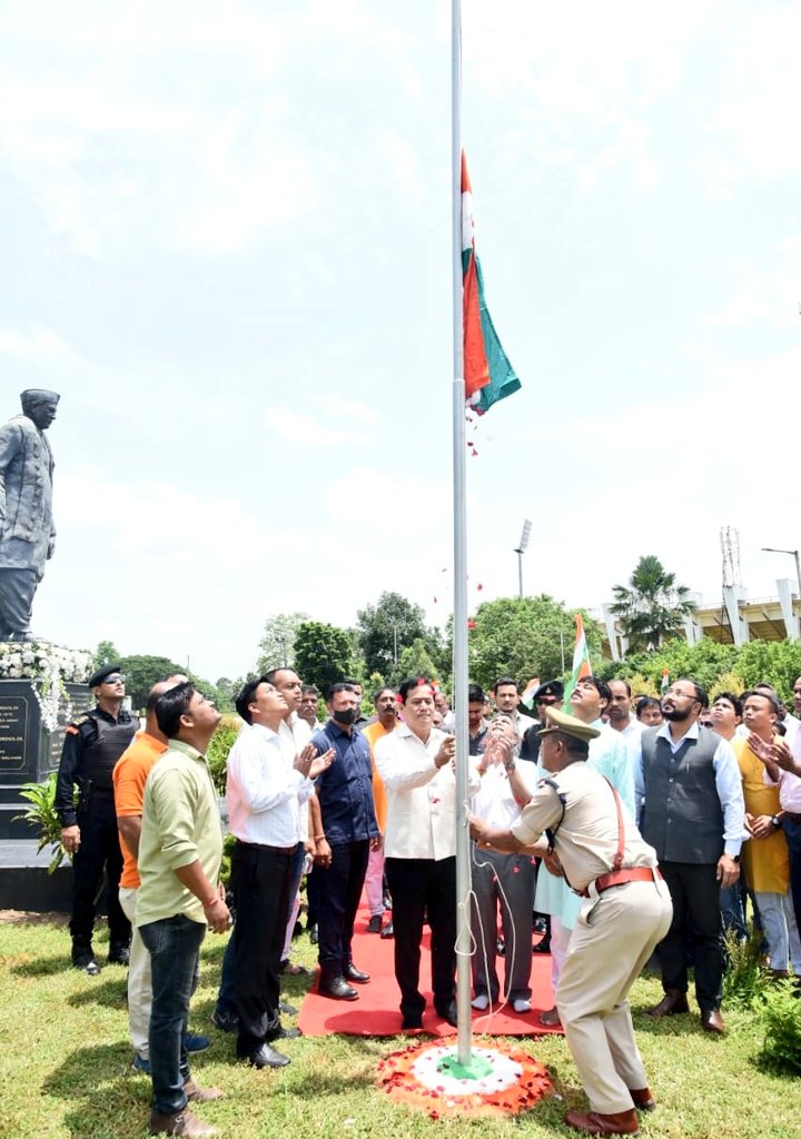sarbanandsonwal's tweet photo. The Tiranga is our pride and inspires every Indian. 

Glad to take part in the #HarGharTiranga programme at Sarusajai Stadium, Guwahati.
#AzadiKaAmritMahotsav

@narendramodi
@PMOIndia
@kishanreddybjp 
@MinOfCultureGoI https://t.co/YaSkoPDiak