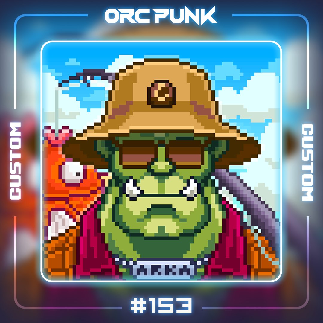 The orc went fishing one day. He caught a strange looking fish. Custom made for @ArkaCedric .

#nft #nfts #PolygonNFTs #OrcPunkNFT #Orcs #pixelart #NFTCommunity