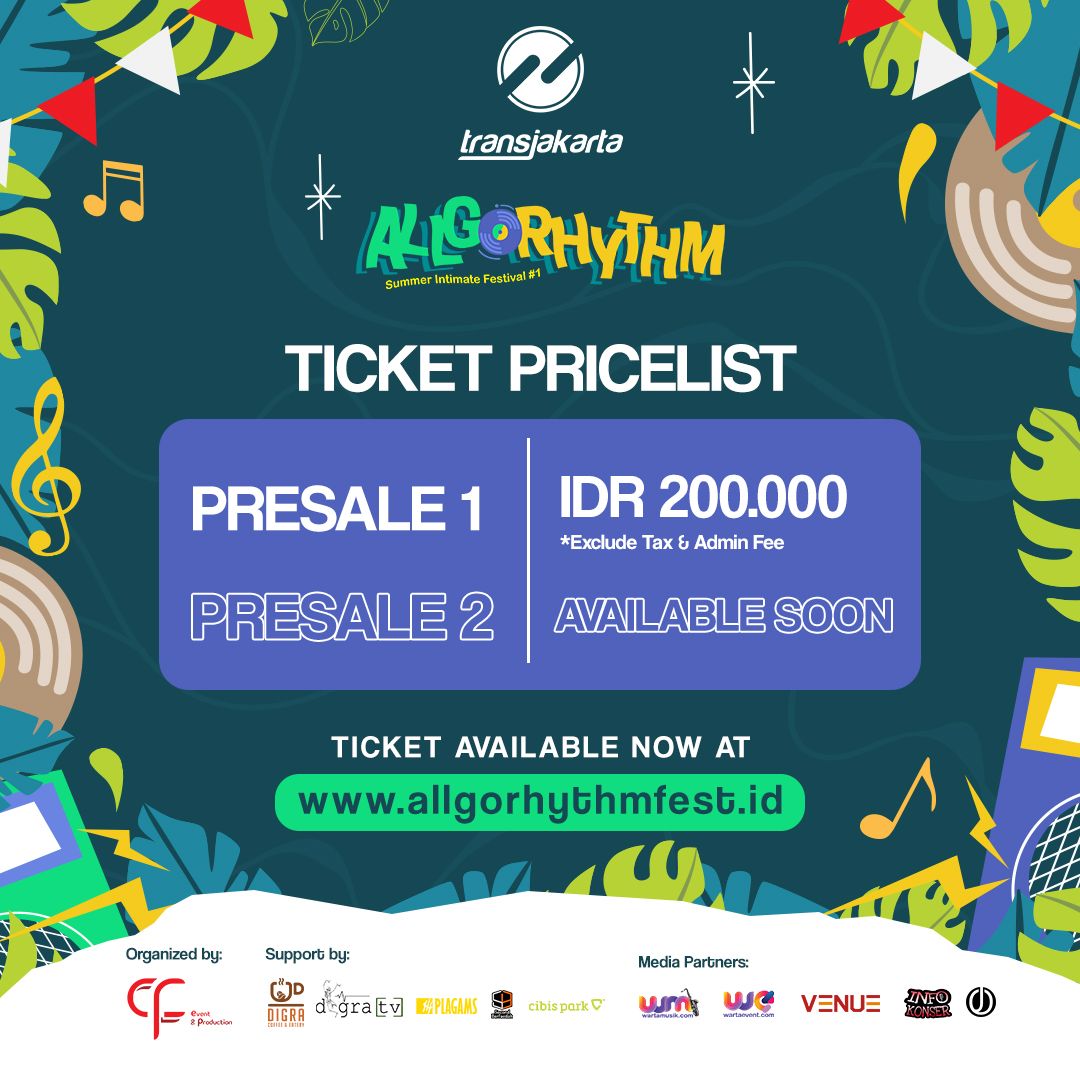 JakOnline's tweet photo. Yang mau dapet tiket gratis buat acara @AllgorhythmFest 
Sore nanti, sekitar jam 5an deh jam-jam pulang kerja. Kita bikin kuis. 
Akan ada 5 tiket gratis yang kita bagiin.
Buat siap-siap follow aja dulu akun Allgorhythm. Syaratnya itu aja paling.
Ditunggu, ya! https://t.co/NKicayXZZ2