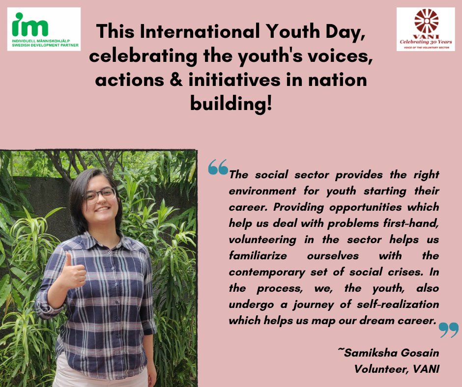 Greetings from VANI on the occasion on 'International Youth Day'. This year, 'Inter-generational Solidarity- creating a world for all ages' is the theme. It aims at leveraging the true potential of the youth in nation building. #IYD2022 #internationalyouthday2022 #youthforCSOs