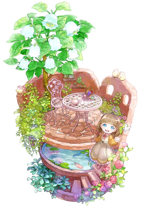 ミニチュアガーデン#イラスト #イラスト好きな人と繋がりたい  #夏の創作クラスタフォロー祭り #絵描きさんと繋がりたい #創作 #絵柄が好みっていう人にフォローされたい 
