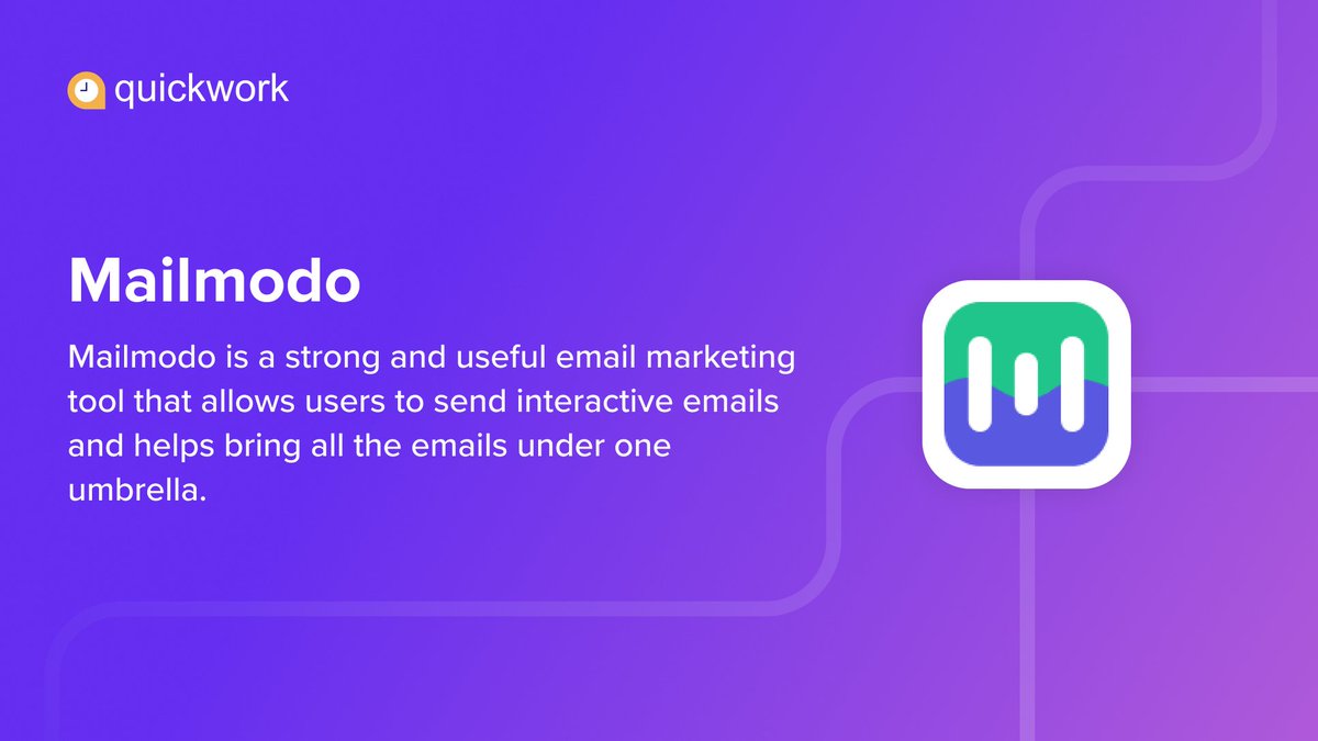quickworkco's tweet photo. #Appoftheday
With @mailmodo send interactive emails &amp; increase email ROI.
Quickwork lets you connect Mailmodo with thousands of the most popular apps, so you can #automate your work easily without using any #code. 
Explore 1500+ apps on Quickwork now &amp; create a #workflow quickly! https://t.co/bGD8Xf8loh