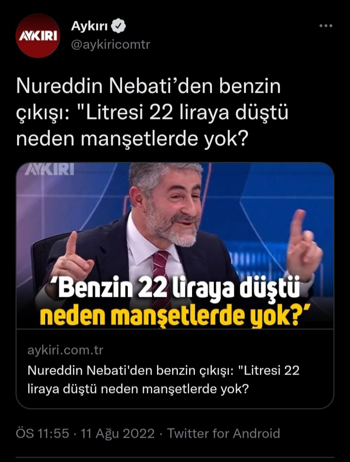 7 tl den  22 tl ye düştü diye gözlerimiz ışıl ışıl oldu ...
Her açıklaması öncekinden daha da  komik
