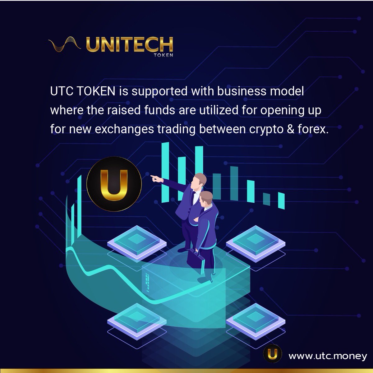 info_utc's tweet photo. $UTC Token is supported with business model
where the raised funds are utilized for opening up for new exchanges trading between crypto &amp; forex

 #BSC #Blockchain #Cryptocurrency

For more information please visit

📣 Announcement Telegram : https://t.co/He1nTnegmb https://t.co/QAPqVLxr14