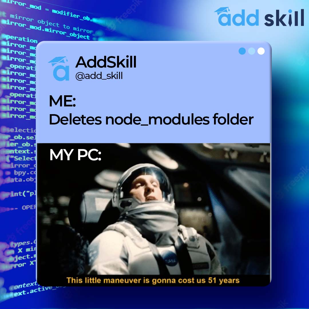 add_skill's tweet image. How much time does it take for you? 😛👨💻
.
.
.
#addskill #CodingClassroom #codingisforeveryone #java #react #reactjs #codenewbies #learncoding #programming #codingisfun #coding #training #placement #jobs #fullstackdeveloper #fullstackdev #frontenddeveloper #backenddeveloper