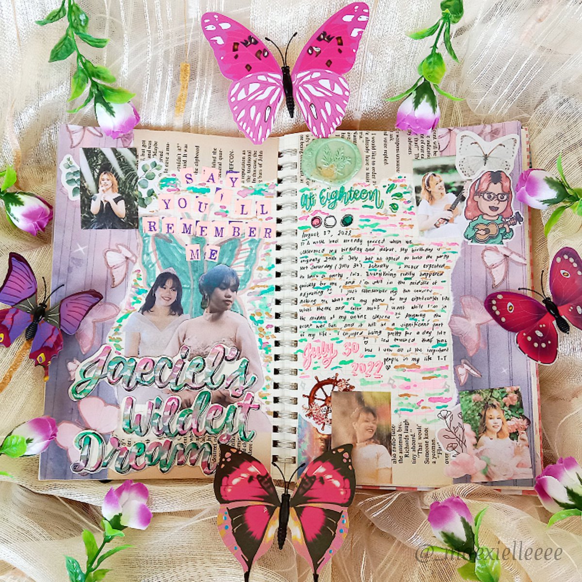 _maexielleeee's tweet photo. here's a journal spread I did for my 18th!!🦋🌷

#artph #arttwt #journaltwt https://t.co/zGlTGwL4SE