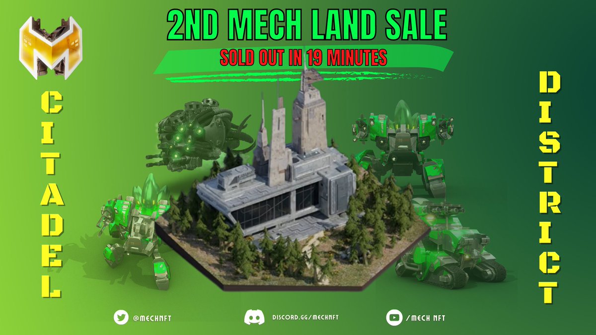 10XGamingGuild's tweet photo. THE SECOND BATCH OF MECH LAND SALE WENT WILD EARLIER! In just 20 minutes, everything got sold out. Next land sale when? 👀

#MECHNFT https://t.co/WgyKKTlkii