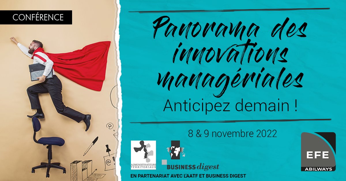 [ PIM -Panorama des Innovations Managériales - ] Anticipez demain !  ↪️↪️ efe.fr/formation/pano…
📅 les 8 et 9 novembre 2022
🎯Repenser votre culture managériale pour faire de la place à vos talents internes, faire de l’innovation managériale votre avantage concurrentiel