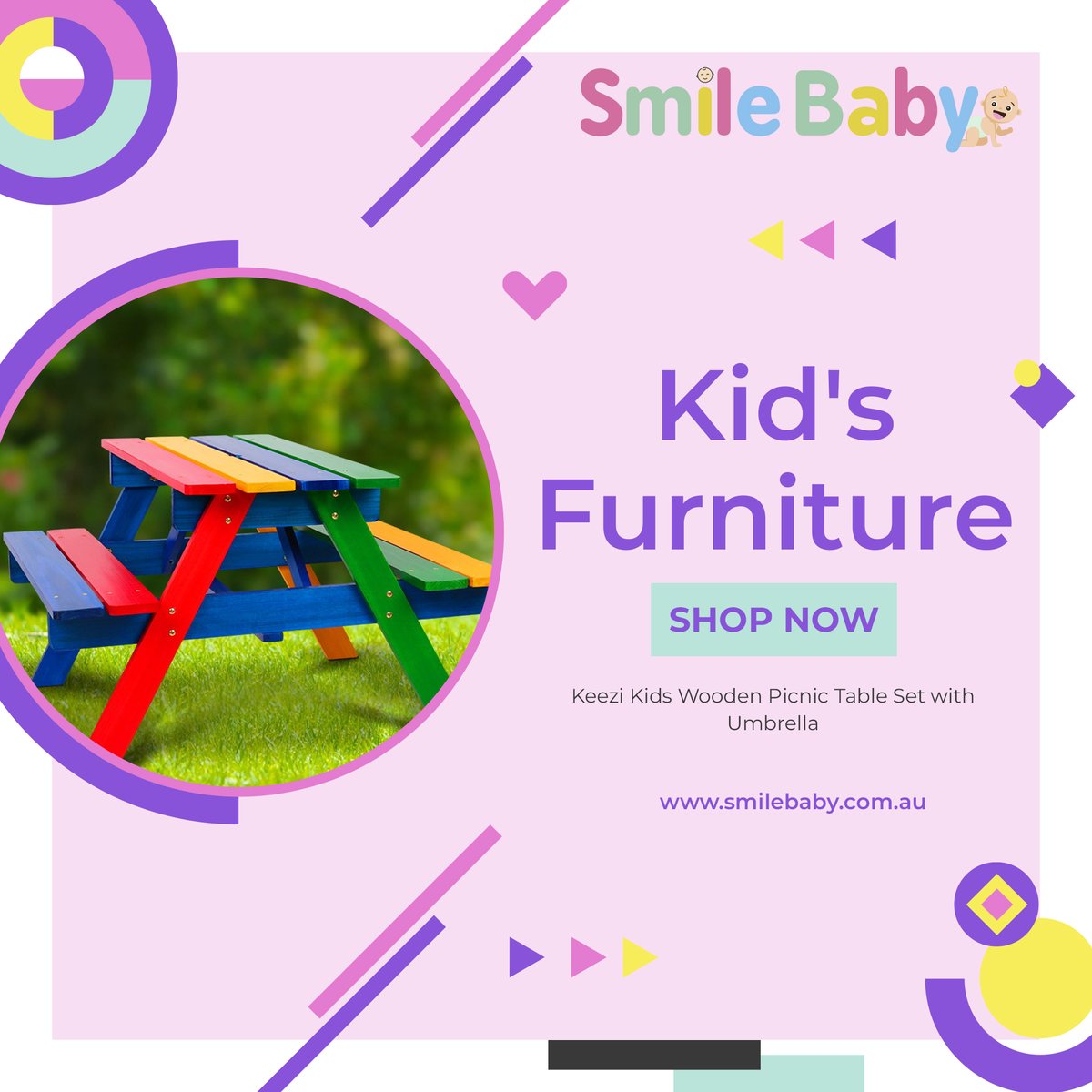 smilebabyau's tweet image. 🛒Give your kids more fun under the sun with the Keezi Kids Outdoor Table Set. Finished in vibrant rainbow colors, the Table Set is certainly an inspiration for creativity 🛍️

👉 Click here to buy:- bit.ly/3Qiz1xy

#kidsdesign #kidsbed #childrendecor #smilebaby
#toys