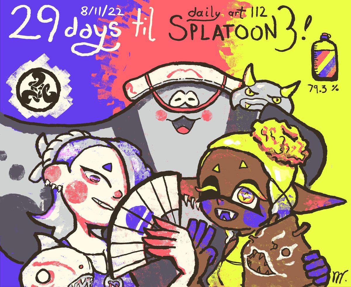 lab_octopus's tweet photo. 29 days left! Day 112 of my self-imposed #splatoon3countdownart challenge.

Behold! The colored final version of my doodle of Deep Cut!

#splatoon #splatoon3 #splatoonart #splatoon3countdown #splatoonbands #splatoondeepcut https://t.co/QUuw3Z8cmu