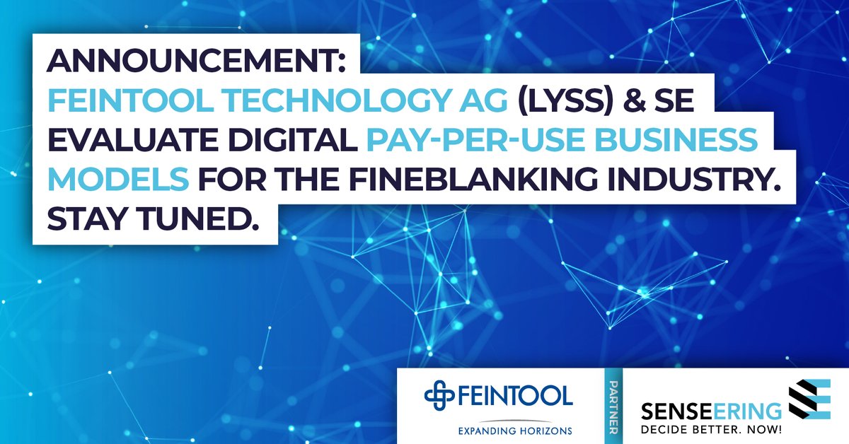 Together with our long-term partner <a href="/Feintool/">Feintool</a>, we are working on a digital #PayPerUse business model for their customers. No more high investments. Only fair and small amounts based on consumption, that's the goal. #DataMonetization #IOTA #MyDataEconomy