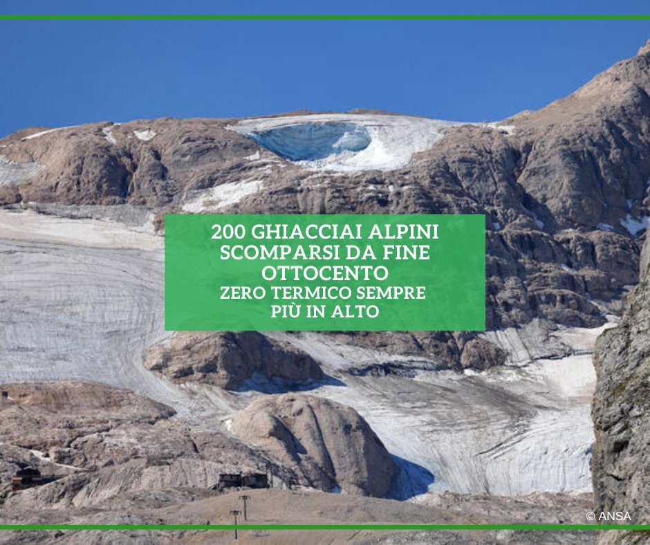 I #ghiacciai alpini si riducono "a ritmo inimmaginabile, più di 200 sono già scomparsi da fine Ottocento, lasciando il posto a detriti e rocce", a causa del riscaldamento globale.

Lo denuncia <a href="/Legambiente/">Legambiente</a>.
#ANSAAmbiente 
➡ bit.ly/3dgQ5oZ