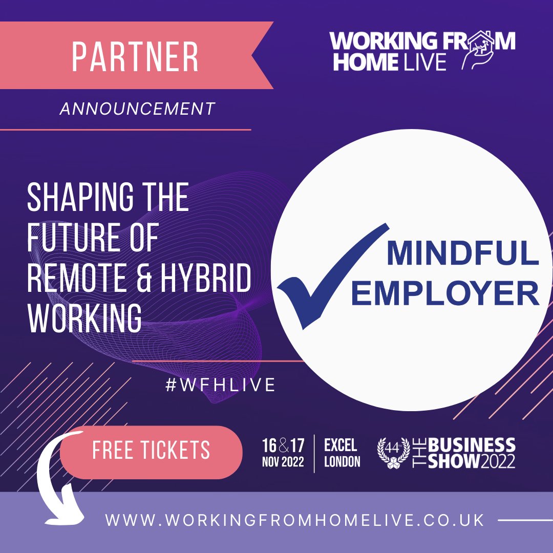 WFH_Live's tweet photo. Mindful Employer is partnering with Working From Home Live this November! We are so excited to have them on board @MindfulEmployUK
Get your FREE tickets here: https://t.co/swd00ie9Ct #WorkingFromHomeLive #WFHLive #WFHpartner https://t.co/a0RQV7ngMM