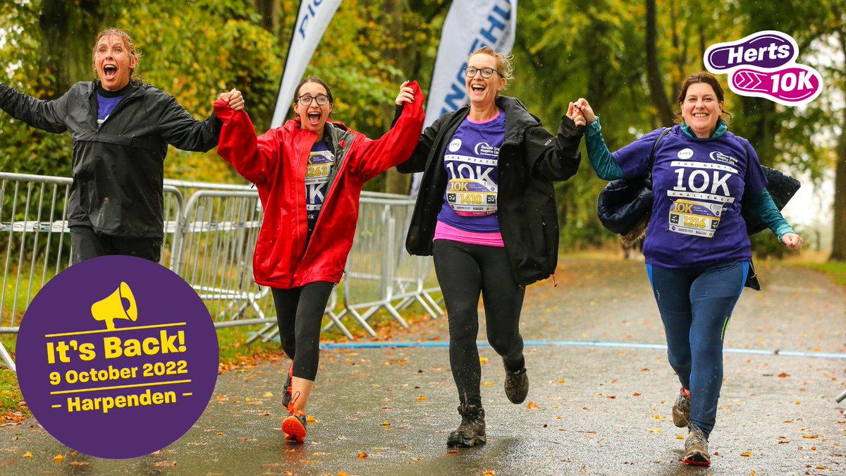 HERTS10K's tweet photo. 📣 Less than 2 months left until the #Herts10K on 9 October.👏 Get together with friends and run in support of @renniegrove💜 

This iconic race has raised over £1.6m in support of the charity since 2006. Sign up today to be a part of that history 👉 https://t.co/Nt3K51Z8zo https://t.co/zH8UTWbqyC