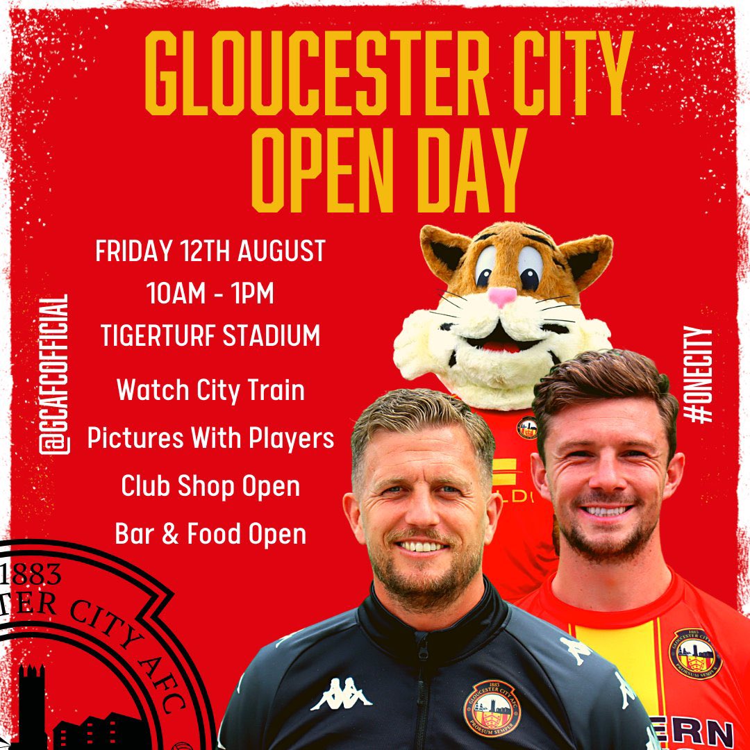 𝗧𝗼𝗱𝗮𝘆’𝘀 𝘁𝗵𝗲 𝗱𝗮𝘆!

Come along to the TigerTurf for our open day

⏰ 10am - 1pm 
⚽️ Watch City train
📸 Pictures with players
🛍  Club Shop Open
🍔 Bar & Food Open

Get a free ticket for the Boston game when you buy one of our new home or away shirts 👕

#OneCity #GCAFC