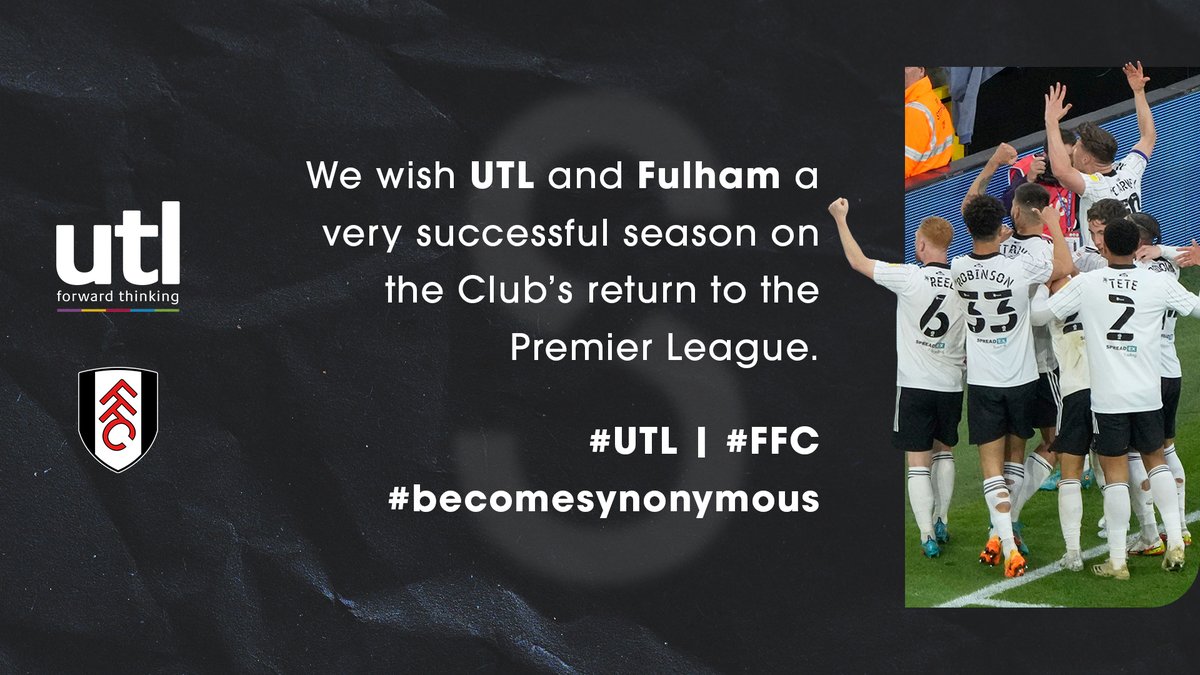 SynonymousSport's tweet image. We have some exciting news 📢

@utl_group | @FulhamFC 

Find out more about our client 👉 bit.ly/UTL-Services-F…

#becomesynonymous #PremierLeague #sportpartnership #Announcement
