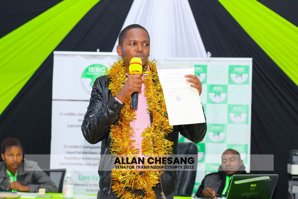 HonAllanChesang's tweet photo. I am extremely grateful to God and to the great people of Trans-Nzoia for giving us a resounding victory. These results are evidence of the maturity of our democracy. It shows our belief in the potential of youth. https://t.co/TOZW0pyTaM