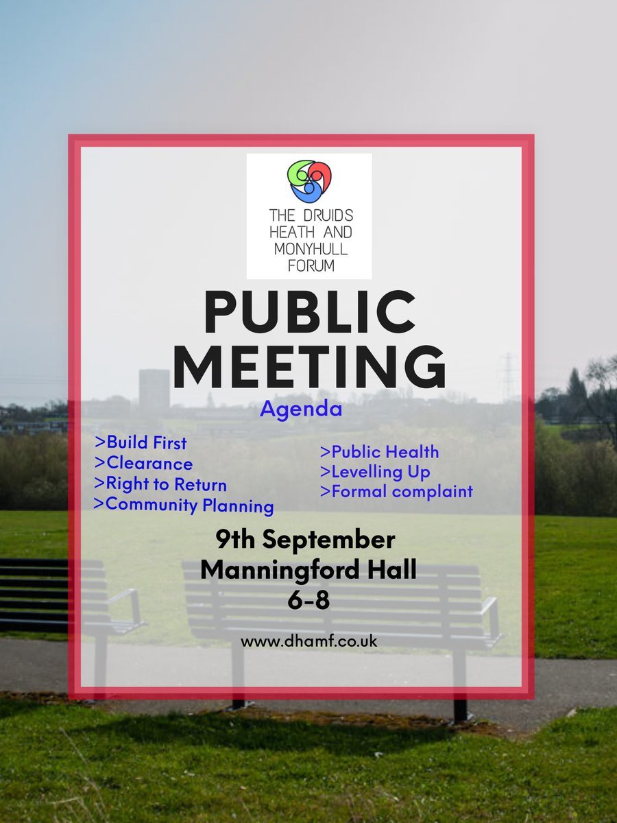 We finally have a venue for our Public Meeting, Please come along and have your say about The Regeneration of Druids Heath. Everyone is Welcome