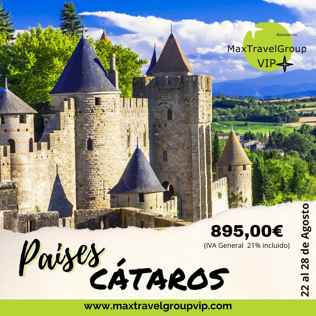 AMaxtravel's tweet photo. PAÍSES CÁTAROS
895,00 €
(IVA General 21% incluido)
Del 22 al 28 de agosto
Reserva ahora tu plaza
1.- Paga ahora sólo el 15% a través de la web y el resto directamente en nuestra oficina.

Maxtravel Group Vip https://t.co/Jtxtxwg09M