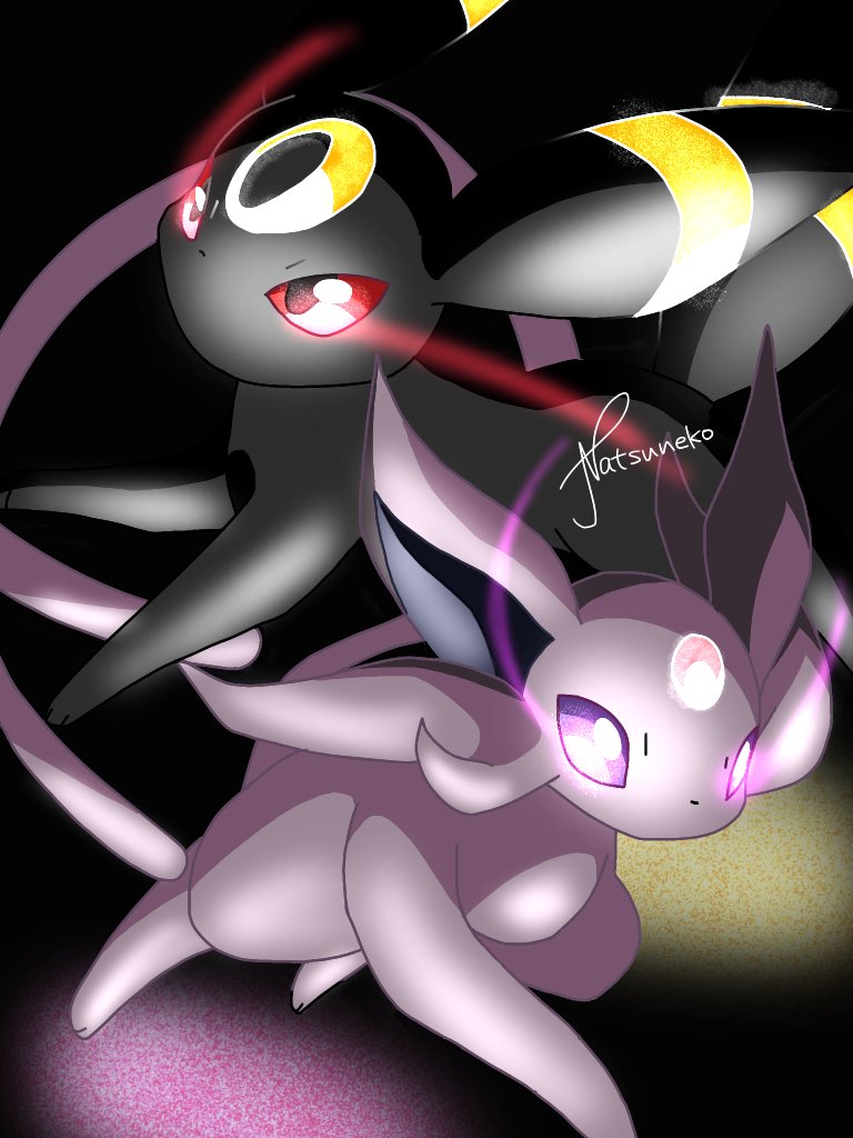 エーフィ ,ブラッキー 「月と太陽 」|🐈‍⬛猫夜咲なつねこ🌸の