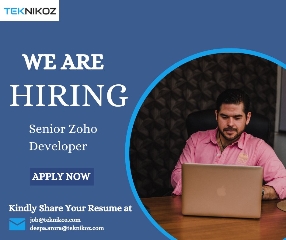 Teknikoz1's tweet image. “We are Hiring” 
For Senior Zoho Developer
More Info – linkedin.com/feed/update/ur…
Location- Remote Work
Kindly share your Resume at – 
job@teknikoz.com 
deepa.arora@teknikoz.com 
#TEKNIKOZ #zohodevelopers