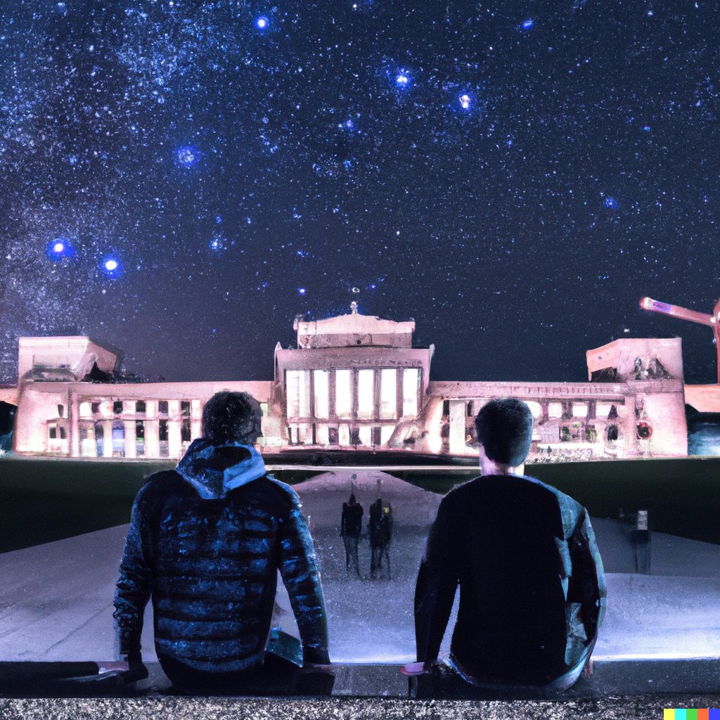 DALL-E creations: "Travellers in Munich, Starry Night." #dalle
