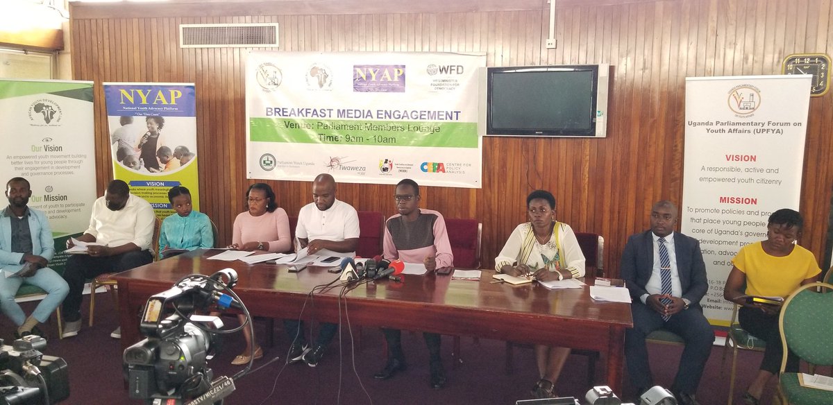 Happening now: Press briefing on the state of Youth in Uganda at Parliament #MeaningfulYouthParticipation @BonOkot @ivanotim96 @MacklineAsiimi1 @freedomhouse @DiakoniaUganda @JKyatuheire