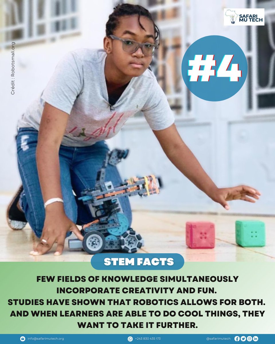 ➡️ Robotics is gaining momentum in many schools around the world. It provides students with huge benefits not only for the present, but also for the future.
Credit: Robotsmali
#safarimutech #STEM #technology #tech #Science  #StemEducation #Africa #facts