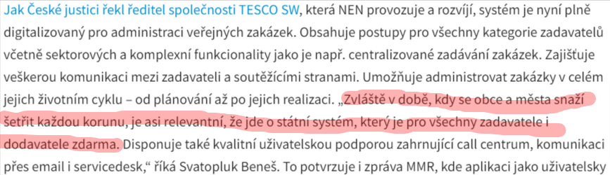NENENcz's tweet photo. …říká pán z firmy, kam stát poslal většinu z té miliardy, kolik už NEN stál. Pokud chce @mistnirozvoj ušetřit, tak zde je třeba začít. Dělat stejnou věc, která už na trhu již je, ale 10x dráž nedává smysl ani normálně, natož v krizi. @PiratIvanBartos @HlidacStatu #verejnezakazky https://t.co/UTjkwWhrSC