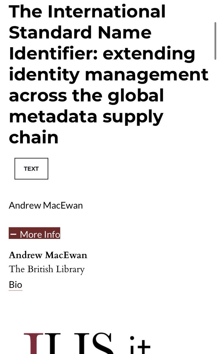 jlis_it's tweet photo. 📍Andrew MacEwan @britishlibrary ➰The International Standard Name Identifier: extending identity management across the global metadata supply chain 📂 V.13, n.1 2022 https://t.co/LFMa5vE6h8 #isni #authoritycontrol https://t.co/QaZn9S2Hfj