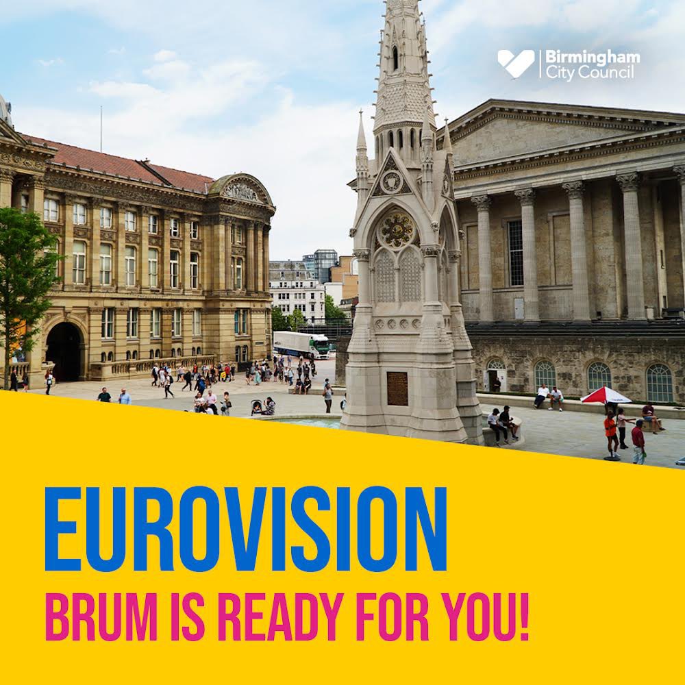 BirminghamPride's tweet photo. LOVE SHINE A LIGHT 🌈 🇺🇦 🇬🇧 🇪🇺 

#Birmingham has made the shortlist to host the #Eurovision song contest in 2023! 🎶 

We can’t think of a better city to host the campest song competition in the world! 

#useourplacebab https://t.co/NnDk8G9Lx6