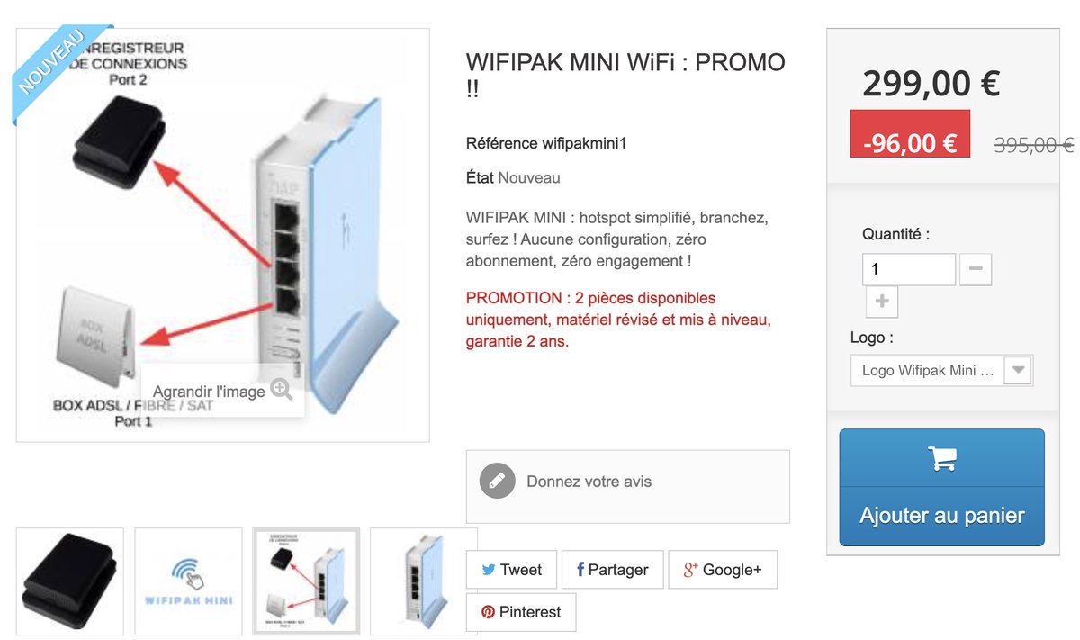Monwifi_fr's tweet photo. FLASH : promotion #Hotspot Wifipak Mini à seulement 299 €, complet, garantie 2 ans.
Une solution #FrenchTech #LoireAtlantique #Crossac #Bretagne #Bzh #Mikrotik #RaspberryPi #Linux
=> https://t.co/lX77RJg8da https://t.co/fXJOgjwzki