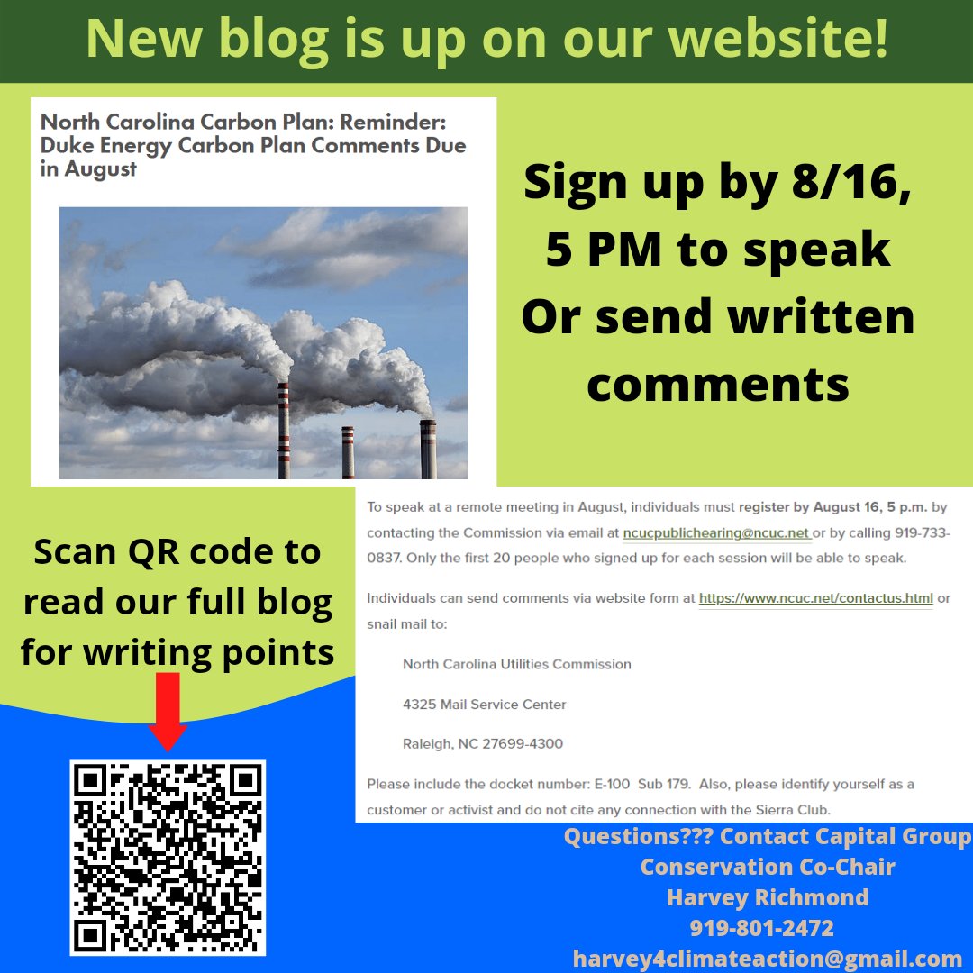 Last chance for public comment on Duke Energy Draft Carbon Plan is due August 16. Learn more on our blog at capitalgroupnc.org/blog/2022/8/12…