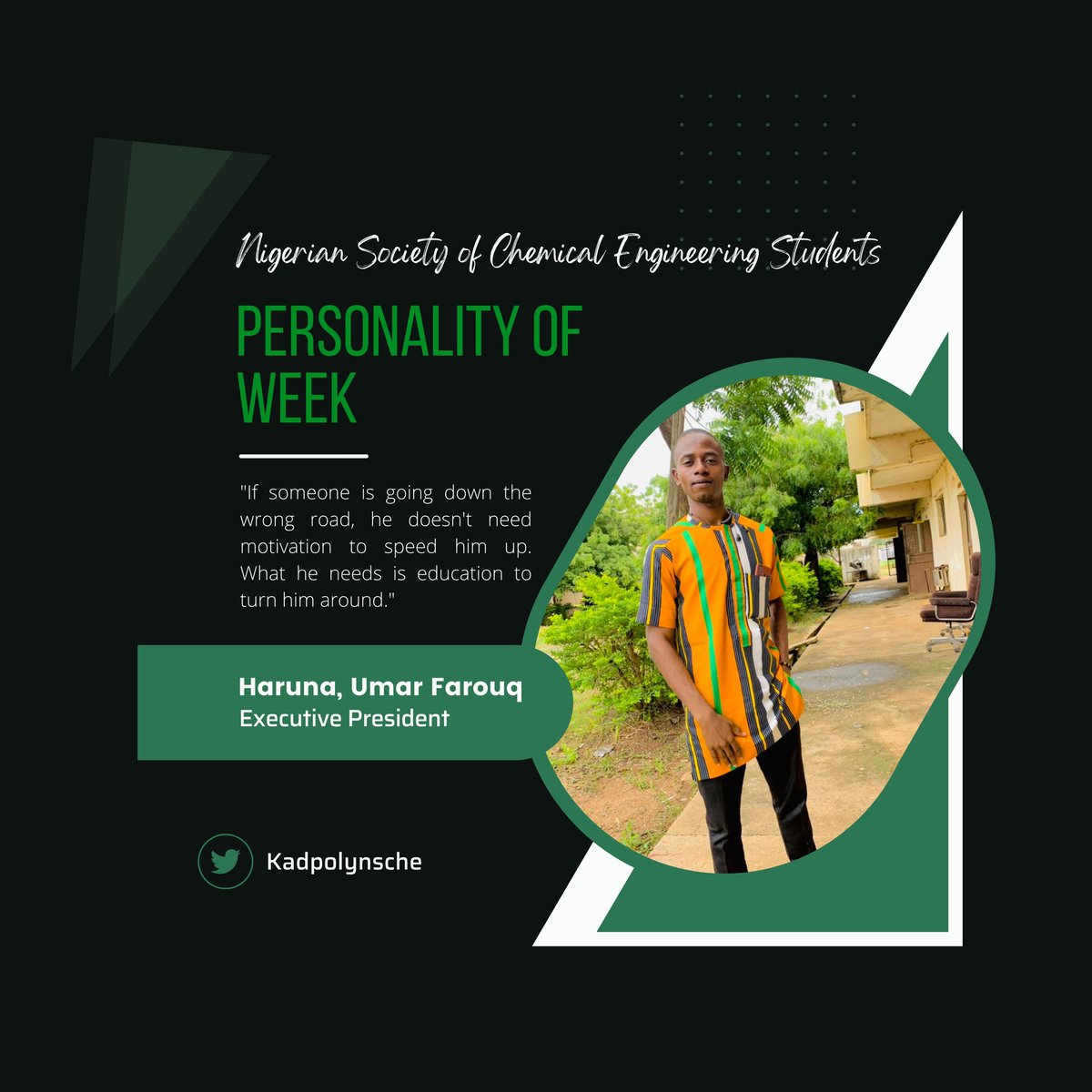 NschesKadpoly's tweet photo. Congratulations to Haruna Umar for being the personality of the week ✨.
#kadpoly #Nsche https://t.co/ZwV8p9dc0L