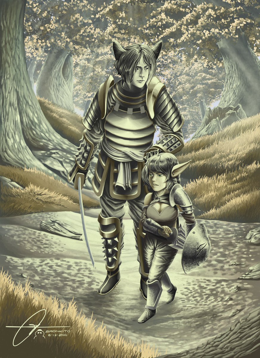 Smonkito__'s tweet photo. Work I did for an e-fiction. One of the first times I ever drew something set at daytime lol.
commissioned by a friend : MimicFeline
#digitalart #illustration #samural #catboy #goblin #shortstack #environmentalart https://t.co/GM0QvzSMgz