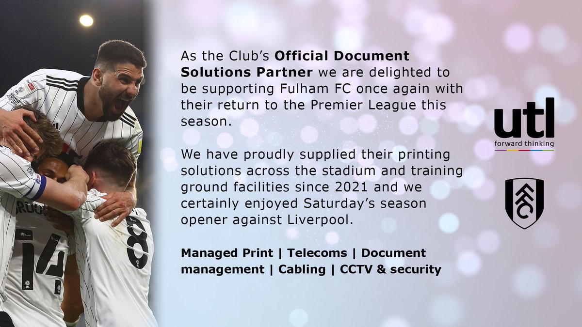 utl_group's tweet image. UTL are proud to launch our second season of being official partners of Fulham FC. Good luck for the season ahead!