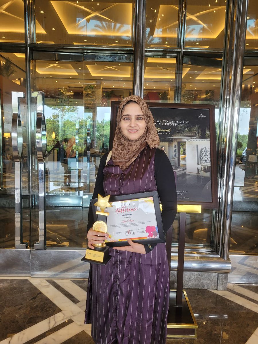 znaqvisajjad's tweet photo. Delighted to receive the Girl on Fire award at the Achievers Summit of the @GurgaonMoms community, for 'Making a Difference' with my writing. It is a pleasure indeed to have one's words make a difference to the lives of others. https://t.co/2TecbZxvD6