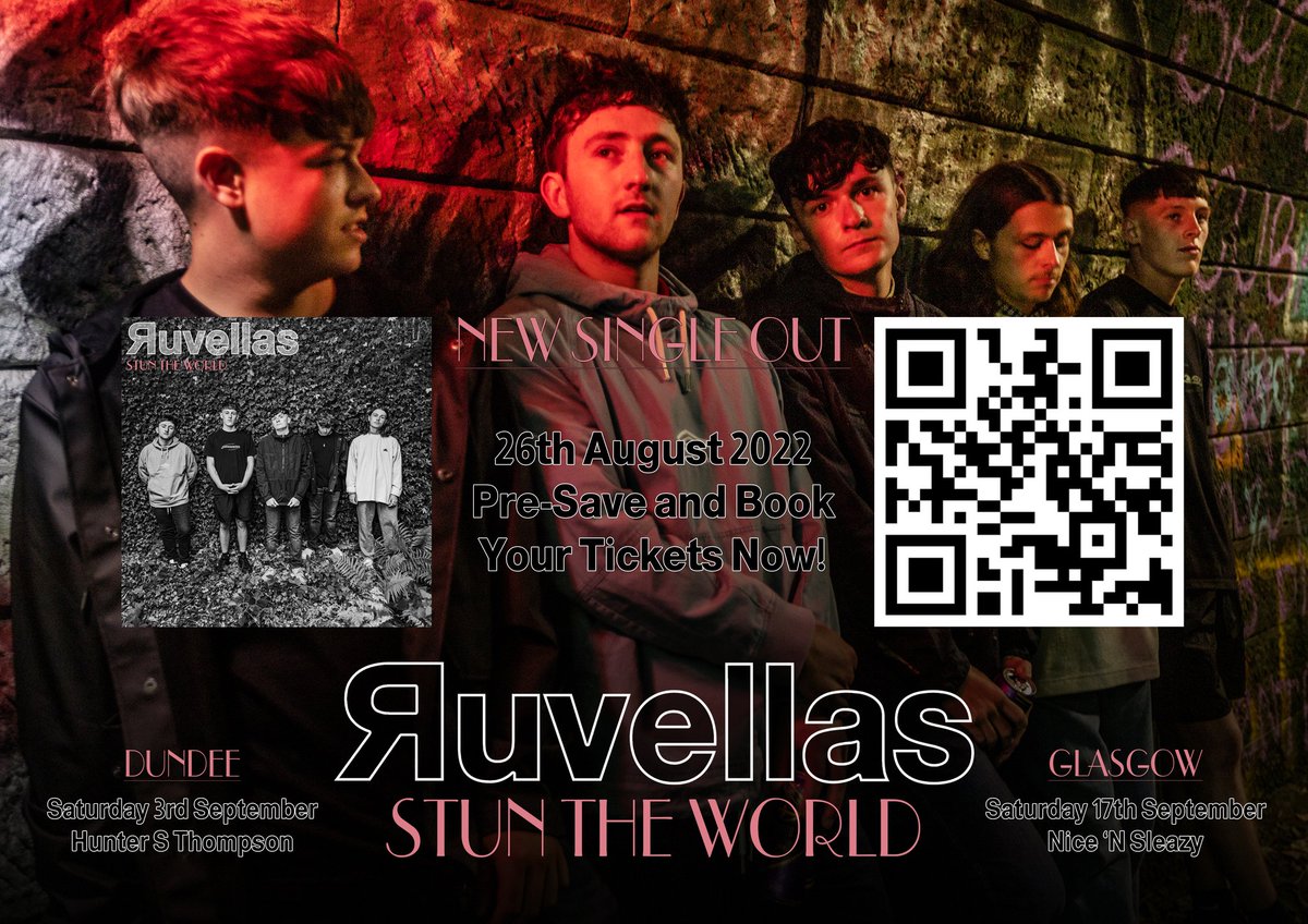 Our new single 'Stun the World' is released on all major platforms on Saturday 26th August and we have a couple of gigs to celebrate. Pe-save and book your tickets here: withkoji.com/@Ruvellas