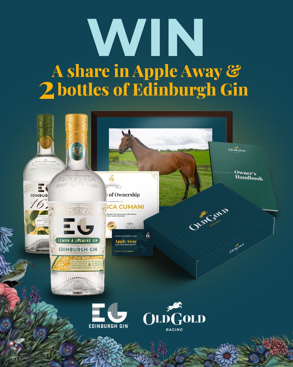 OldGoldRacing's tweet photo. We've partnered up with @Edinburgh_Gin to bring you a delicious competition!🤩🍎

You could win a share in Apple Away &amp; TWO bottles of delicious Edinburgh Gin!🍸🐎

To enter: Like, Share, Comment below and tell us what your fave gin cocktail is! #winning 

https://t.co/P4zkeVY0yl https://t.co/Z7R5EKv5V6