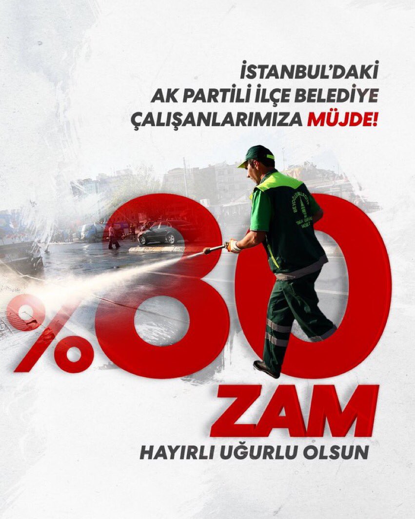 Ak Parti’nin Ak Belediyecilik anlayışı gereği vatandaşımıza hizmet önce Çalışanlarımıza Sahip çıkmaktan geçer.
Darısı Ak parti Belediyeciliğine kavuşmayı bekleyen diğer ilçelerimizin başına🔜🇹🇷🇹🇷
#Yüzde80hayırlıolsun