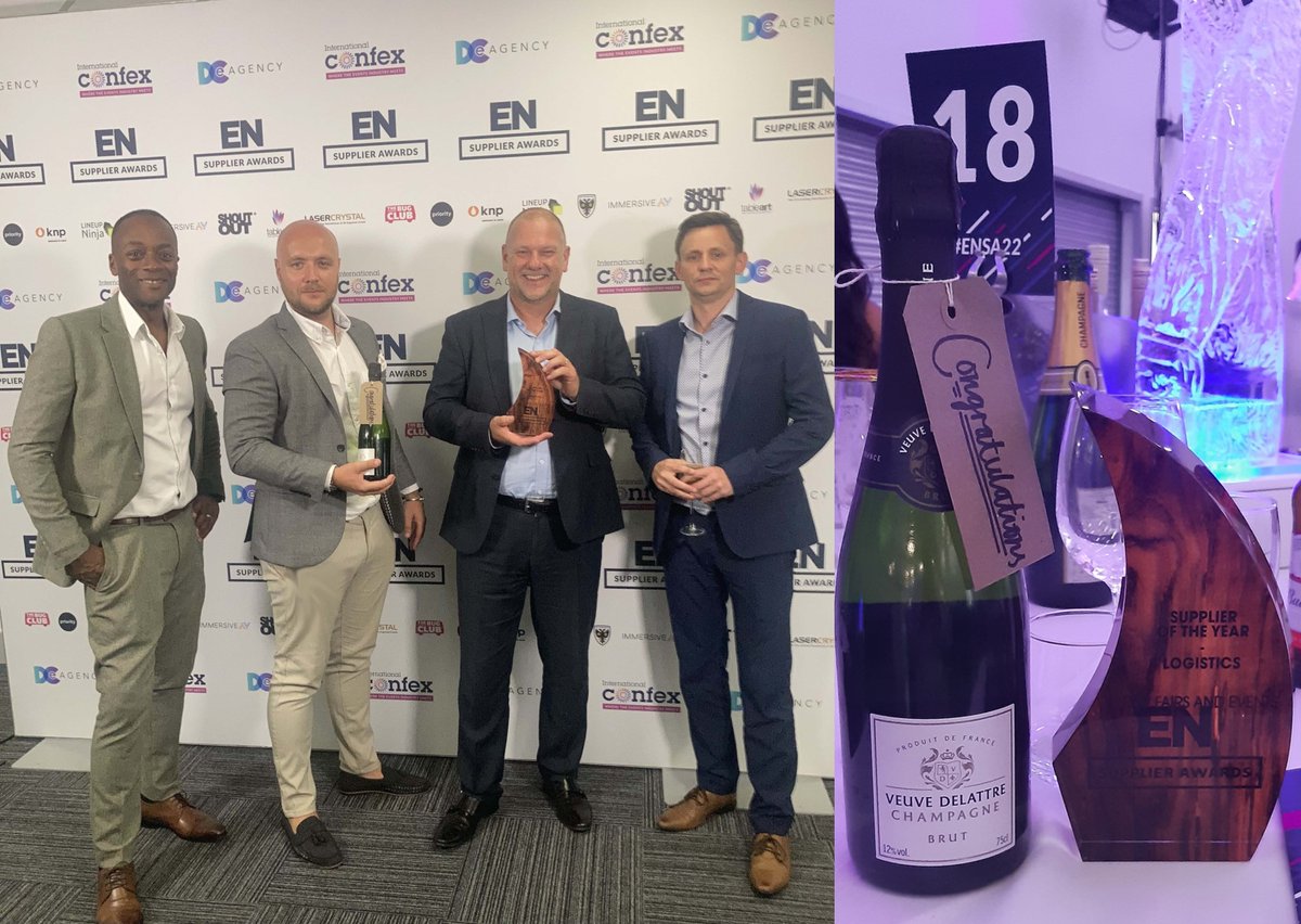 DSV_UK's tweet photo. DSV are delighted to announce that our fairs and events team have been named winners of the supplier in logistics awards at the Exhibition News Supplier Awards (ENSAs) 2022. #fairs #events https://t.co/ZXxcuDfa1F