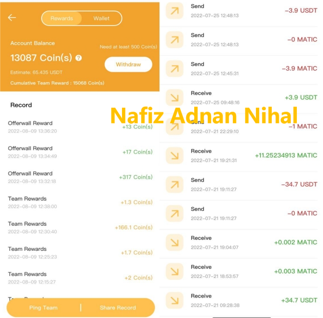 Beenetworkintl's tweet photo. Thanks for sharing the earning records with us @Nafiznihal7 🤑🤑🤑
Follow this & Start to earn #usdt 👇
1⃣ Go to Earning on the Square page
2⃣ Finish Offerwall tasks as much as you can
3⃣ Receive points & withdraw #usdt to your wallet
#beenetwork #beeofferwall #crypto https://t.co/re2Lo3Zb1R